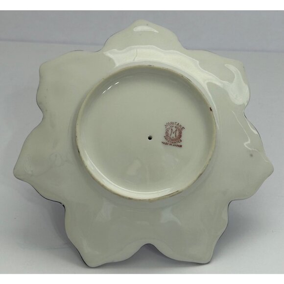 Lusterware Art Deco Noritake Blue Floral Butterfly Ring Trinket Tidbit Soap Dish - Picture 6 of 13
